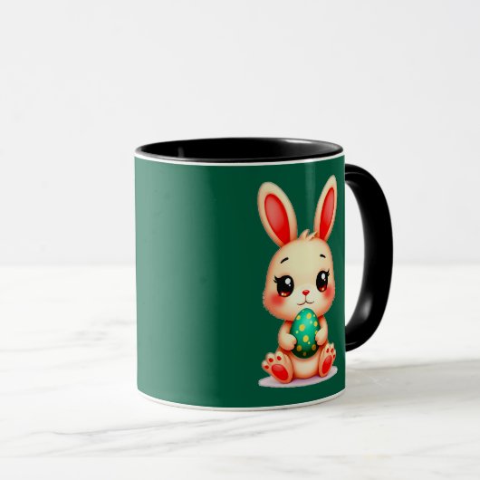 Cute Easter Bunny – Kawaii Rabbit with Egg caneca Tasse (VorderseiteRechts)