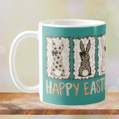 Cute Easter Bunny n Animal Print Brown Bows Teal Kaffeetasse