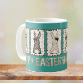 Cute Easter Bunny n Animal Print Brown Bows Teal Kaffeetasse