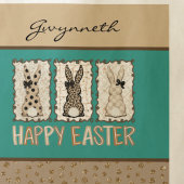 Cute Easter Bunny n Animal Print Brown Bows Teal Tragetasche