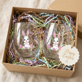Cute Easter Bunny & Pastel Easter Eggs  Weinglas Ohne Stiel