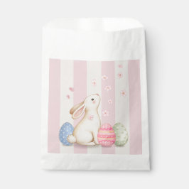 Cute Easter Bunny, Pastel Eggs, and Pink Stripes Geschenktütchen