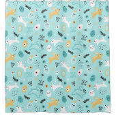 Cute Easter Bunny Pattern Kawaii Rabbits Eggs  Duschvorhang (Vorderseite)