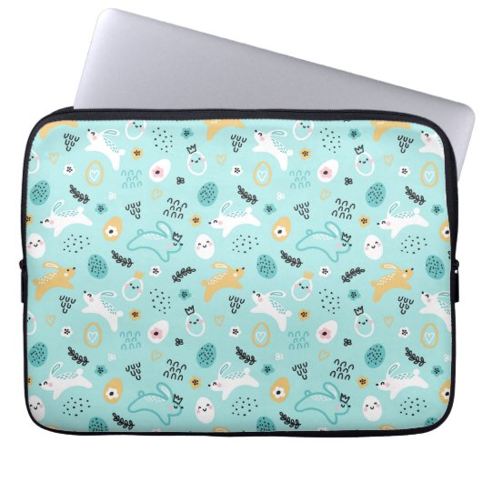 Cute Easter Bunny Pattern Kawaii Rabbits Eggs  Laptopschutzhülle (Vorderseite)
