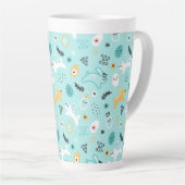 Cute Easter Bunny Pattern Kawaii Rabbits Eggs  Milchtasse (Rechte Ecke)