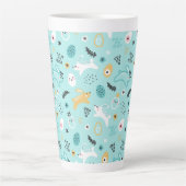 Cute Easter Bunny Pattern Kawaii Rabbits Eggs  Milchtasse (Vorderseite)