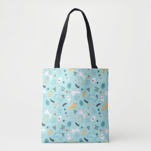 Cute Easter Bunny Pattern Kawaii Rabbits Eggs  Tasche (Vorderseite)
