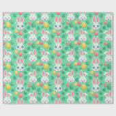 Cute Easter Bunny Pattern Wrapping Paper Geschenkpapier (Flach)
