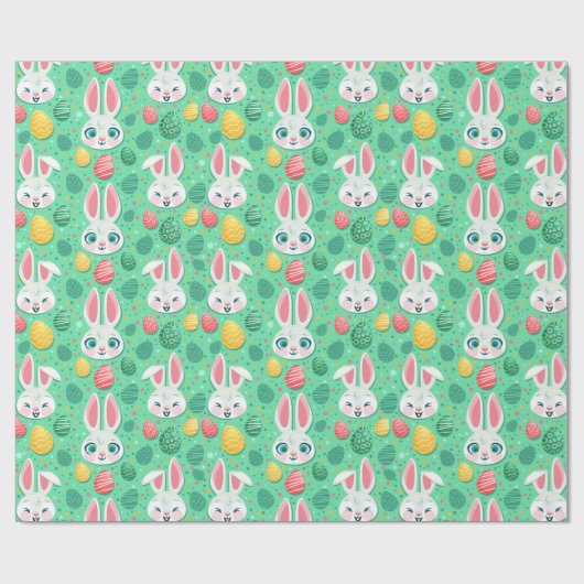 Cute Easter Bunny Pattern Wrapping Paper Geschenkpapier (Flach)