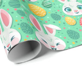 Cute Easter Bunny Pattern Wrapping Paper Geschenkpapier (Rolleneckpunkt)