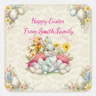 Cute Easter bunny Quadratischer Aufkleber