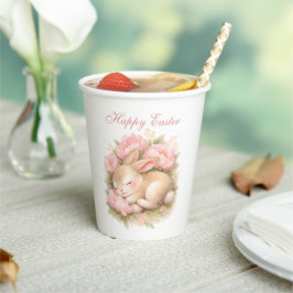 Cute Easter Bunny Rabbit Pink Blush Peony Pappbecher