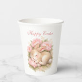 Cute Easter Bunny Rabbit Pink Blush Peony Pappbecher (Vorderseite)