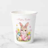 Cute Easter Bunny Rabbit Pink Blush Peony Pappbecher (Vorderseite)