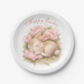 Cute Easter Bunny Rabbit Pink Blush Peony Pappteller (Vorderseite)