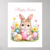 Cute Easter Bunny Rabbit Pink Blush Peony Poster (Vorne)
