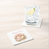 Cute Easter Bunny Rabbit Pink Blush Peony  Rechteckiger Pappuntersetzer (Vor Ort)