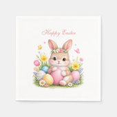 Cute Easter Bunny Rabbit Pink Blush Peony Serviette (Vorderseite)