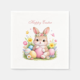 Cute Easter Bunny Rabbit Pink Blush Peony Serviette