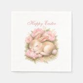Cute Easter Bunny Rabbit Pink Blush Peony Serviette (Vorderseite)