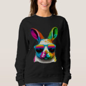 Cute Easter Bunny Rabbit wearing Sunglasses Sweatshirt (Vorderseite)