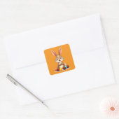 Cute Easter Bunny Sitting with Autocolante Quadratischer Aufkleber (Umschlag)