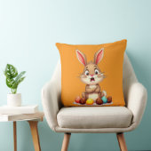 Cute Easter Bunny Sitting with Chocolate almofada Kissen (Stuhl )
