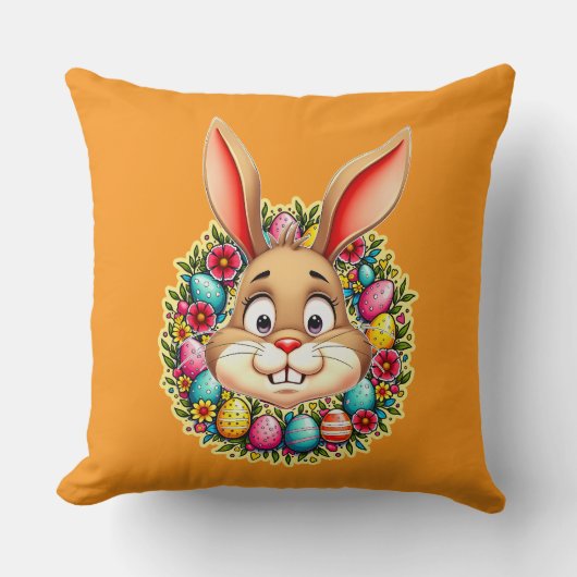 Cute Easter Bunny – Spring Flowers almofada Kissen (Vorderseite)