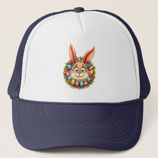 Cute Easter Bunny – Spring Flowers boné Truckerkappe (Vorderseite)
