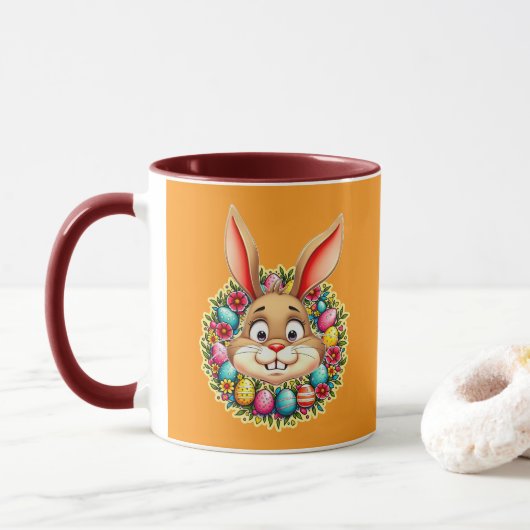 Cute Easter Bunny – Spring Flowers caneca Tasse (Mit Donut)