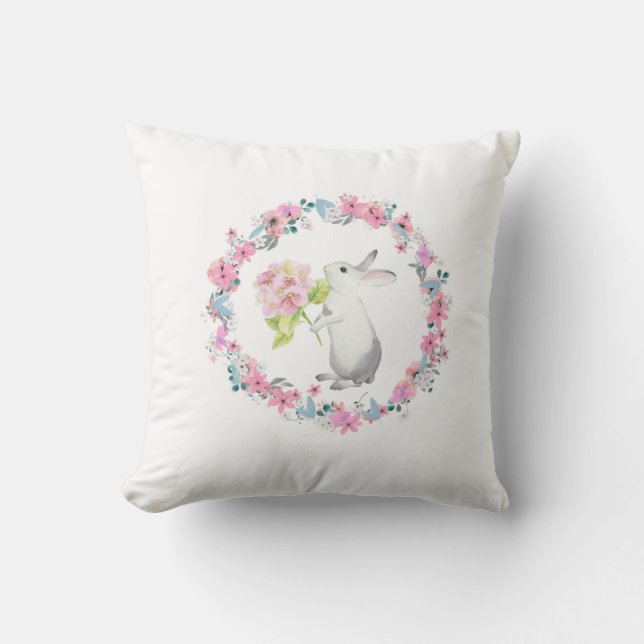 Cute Easter Bunny Throw Pillow Kissen (Vorderseite)