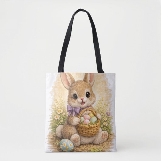 Cute Easter Bunny Tote Bag Kawaii Rabbit Tasche (Vorderseite)