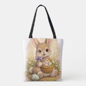 Cute Easter Bunny Tote Bag Kawaii Rabbit Tasche (Rückseite)