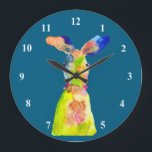Cute Easter bunny watercolor art Große Wanduhr<br><div class="desc">watercolor cute Easter bunny original illustration design.</div>