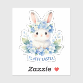 Cute Easter Bunny Watercolor with Hydrangea Aufkleber