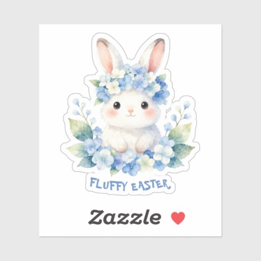 Cute Easter Bunny Watercolor with Hydrangea Aufkleber (Blatt)
