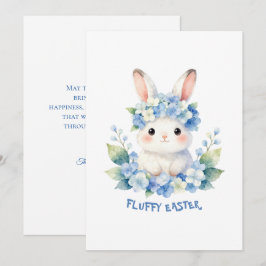 Cute Easter Bunny Watercolor with Hydrangea Feiertagskarte