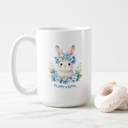 Cute Easter Bunny Watercolor with Hydrangea Kaffeetasse (Mit Donut)