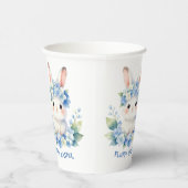 Cute Easter Bunny Watercolor with Hydrangea Pappbecher (Rechts)