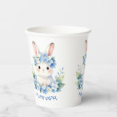 Cute Easter Bunny Watercolor with Hydrangea Pappbecher (Vorderseite)