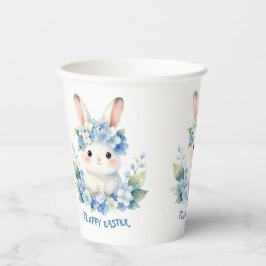 Cute Easter Bunny Watercolor with Hydrangea Pappbecher