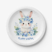 Cute Easter Bunny Watercolor with Hydrangea Pappteller (Vorderseite)