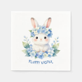 Cute Easter Bunny Watercolor with Hydrangea Serviette