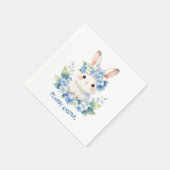 Cute Easter Bunny Watercolor with Hydrangea Serviette (Ecke)