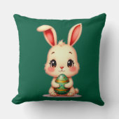 Cute Easter Bunny with Chocolate Egg almofada Kissen (Vorderseite)