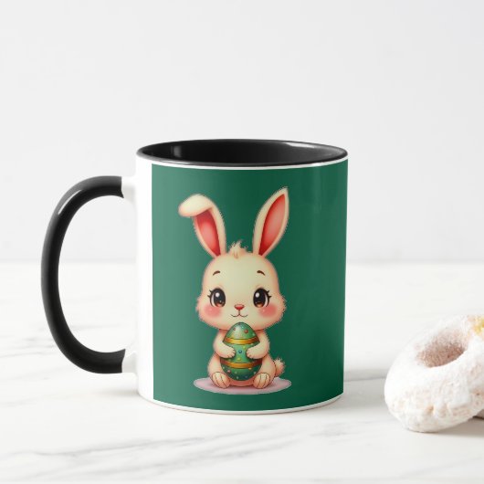 Cute Easter Bunny with Chocolate Egg caneca Tasse (Mit Donut)