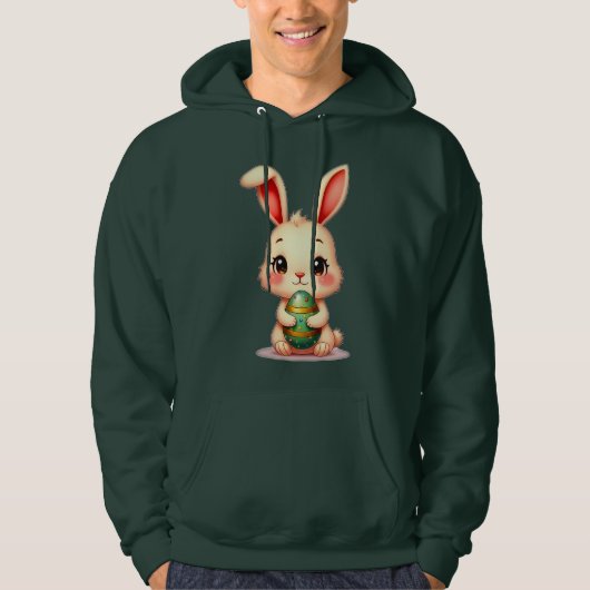 Cute Easter Bunny with Chocolate Egg moletom Hoodie (Vorderseite)