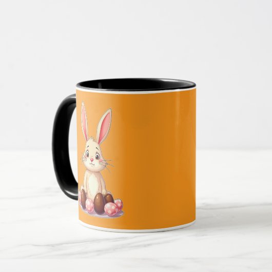 Cute Easter Bunny with Chocolate Eggs caneca Tasse (Vorderseite Links)