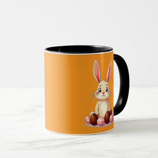 Cute Easter Bunny with Chocolate Eggs caneca Tasse (VorderseiteRechts)