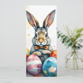 Cute Easter Bunny with Colorful Painted Eggs (Stehend Vorderseite)